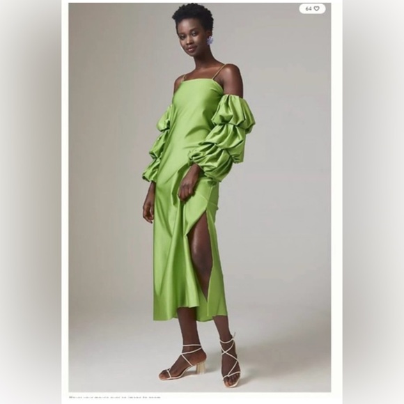 Eugenia Fernandez, Milos Emerald Convertible-Sleeve Slip Dress. size L. - Picture 3 of 8